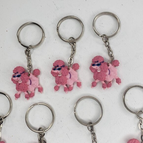 Pink Poodle Keychain Lot Of 7 Miniature Party Favors Wearing Sunglasses - Picture 4 of 6